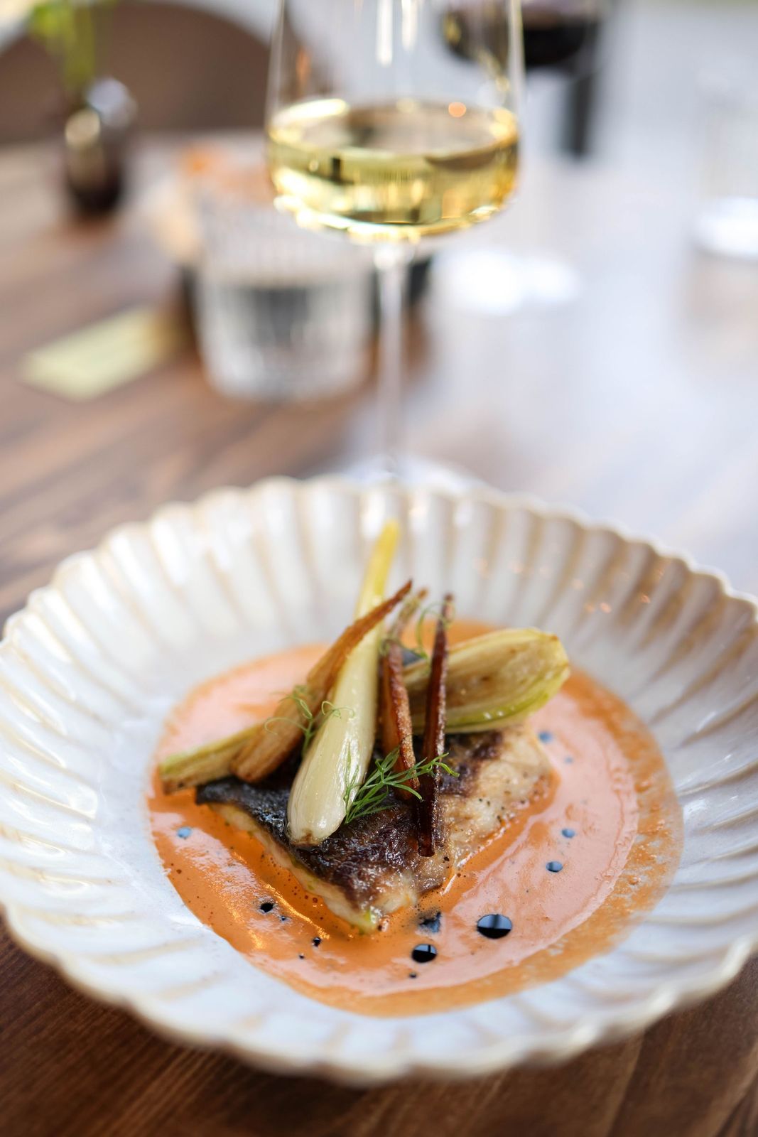 Wood-roasted monkfish with fennel and salsa verde