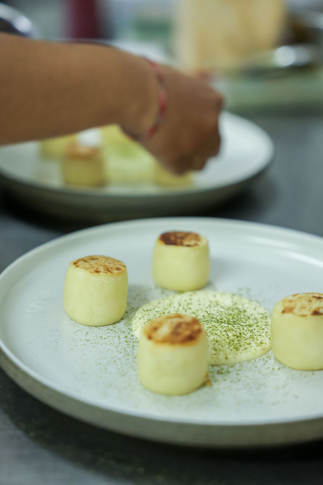 Lemon tart with sheep's milk cream and rosemary
