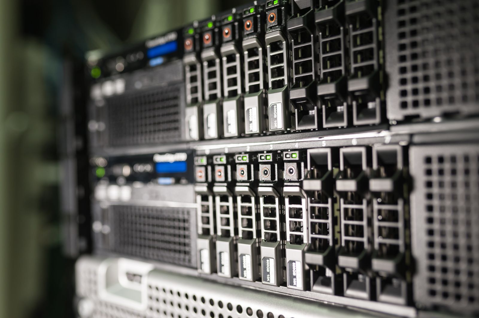 Newly installed server and network equipment in a managed rack