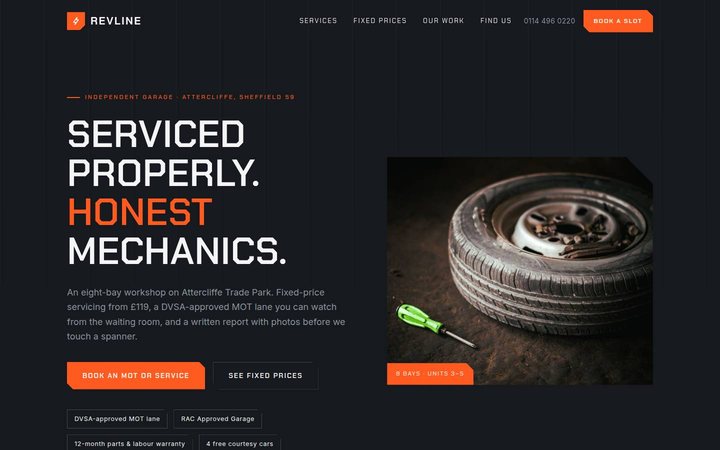 Revline Garage homepage