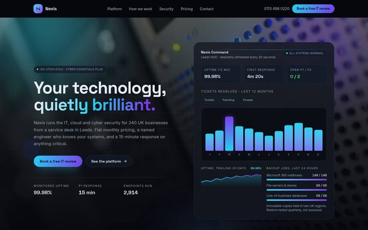 Nexis managed IT homepage